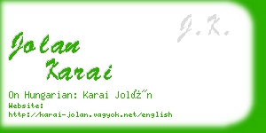 jolan karai business card